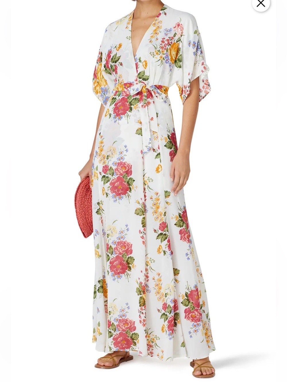 Reformation Winslow Floral Wrap Short Sleeve Maxi Dress‎ - Size XS